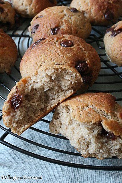 Briochettes aux pépites de chocolat { sans gluten, sans lait, sans œufs }