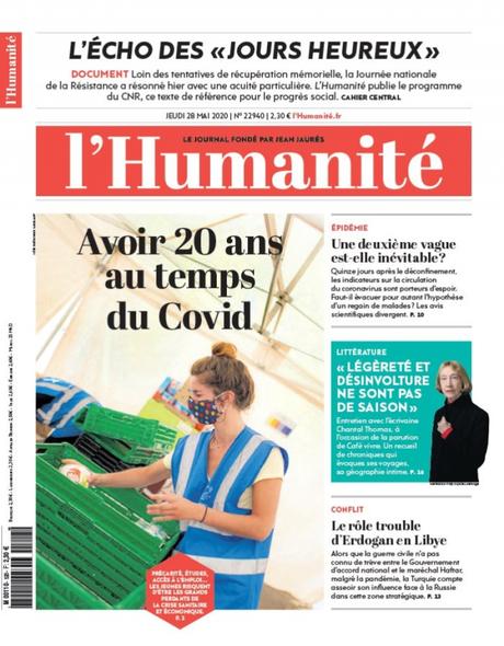 28/05/2020 – La UNE et l’ÉDITO de L’HUMANITÉ…