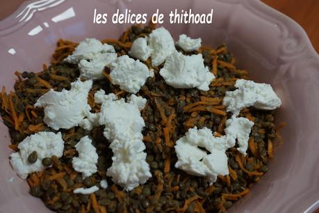 Salade de lentilles, carottes et chèvre frais Salade de lentilles, carottes et chèvre frais