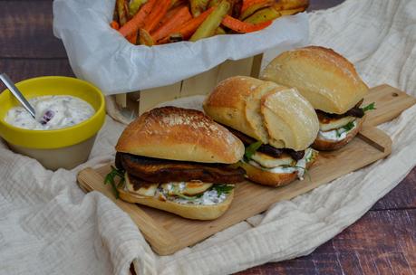 Burger de manouri grillé aux champignons Portobello