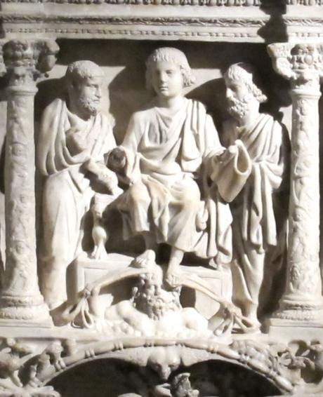 Traditio clavis. Traditio legis Sarcophage de Junius Bassus 359 Museo del tesoro di San Pietro Vatican