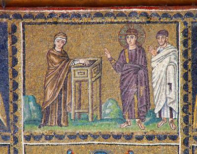 Le denier de la veuve vers 500 Ravenna, Basilica di Sant'Apollinare Nuovo