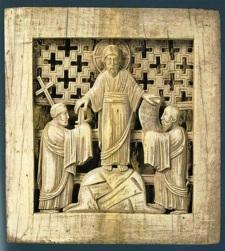 Traditio legis et clavis fragment de l Antependium de Magdebourg 968 , Staatsbibliothek, Berlin
