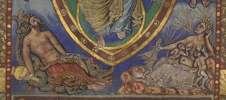 3 Dieu sur le Globe : haut moyen âge Sacramentaire de Charles le Chauve, vers 869-870, BnF, Manuscrits, Latin 1141 fol. 6r gallica detail