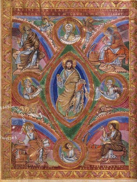 codex-aureus-de-saint-emmeran 870 ca Christ en majestel Munich, Bayerische Staatsbibliothek