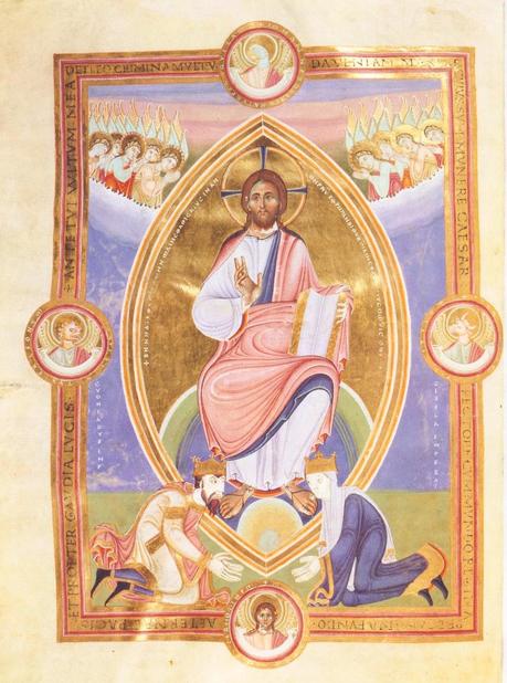 Konrad II. Gisela Codex Aureus Escorialensis, um 1045-46. Madrid, Biblioteca del monasterio El Escorial, Cod. Vitr. 17, fol 2V