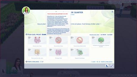 Voter pour améliorer son quartier dans Sims 4 écologie