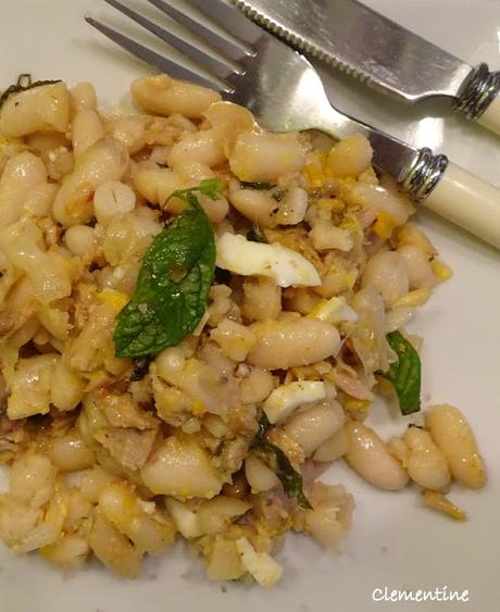 Salade de haricots blancs au thon et anchois - Fagioli alla mugnaia