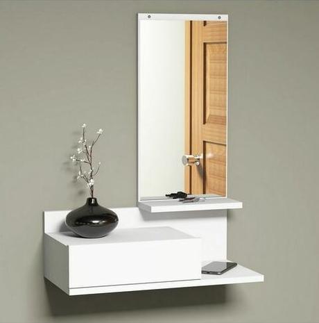 meuble rangement mural pas cher blanc miroir chambre table chevet studio optimiser rangement tiroir