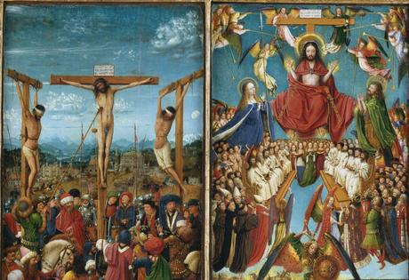 Jan_van_Eyck 1430 ca Diptyque de la Crucifixion et du Jugement dernier MET moitie superieure