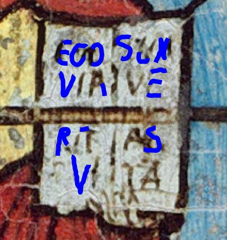 Van Eyck Annonciation 1434-36 NGA detail livre dechiffre