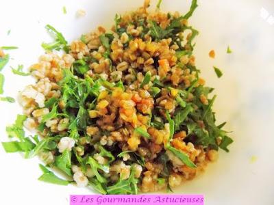 Salade d'épeautre à la vinaigrette à la Rhubarbe (Vegan)