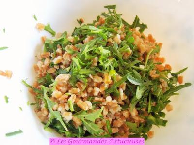 Salade d'épeautre à la vinaigrette à la Rhubarbe (Vegan)