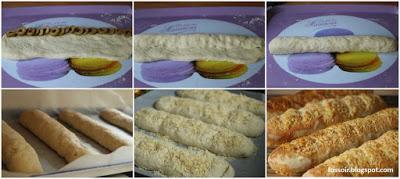 Pains ficelle aux olives et aux lardons comté