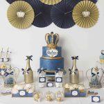 decoration anniversaire bleu et or
