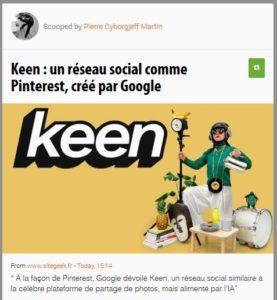 Keen : un réseau social comme Pinterest, créé par Google