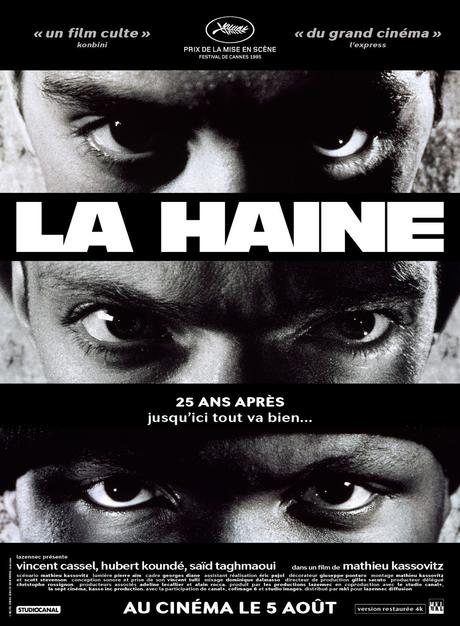 LA HAINE, un film de Mathieu Kassovitz avec Vincent Cassel, Hubert Koundé et Saïd Taghmaoui. fête ses 25 ans ! au Cinéma en version restaurée.