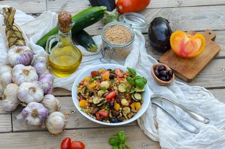 Salade de petit épeautre aux légumes confits