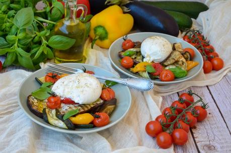 Salade de légumes grillés et burrata