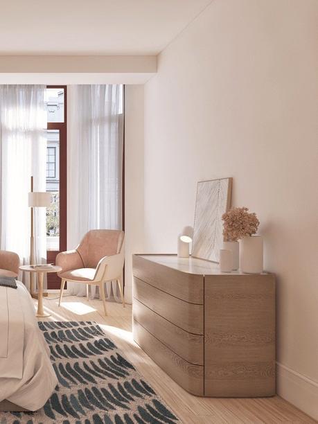 Déco, design et fonctionnalité dans un appartement pour senior commode bois marbre chambre cosy nature reposante confort astuce blog clem around the corner