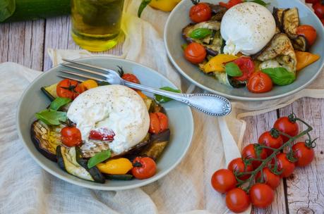 Salade de légumes grillés et burrata