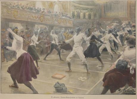 1902 UK SPORT WOMEN Fencing Oxford Town Hall Exhibition