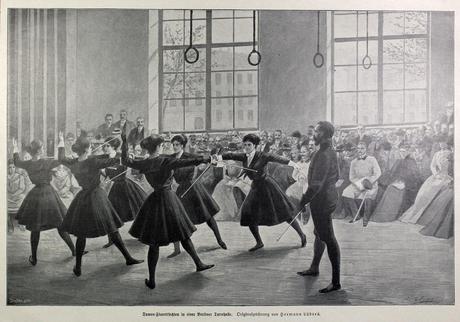 1890 ca Damen-Florettfechten in einer Berliner Turnhalle Hermann Lueders