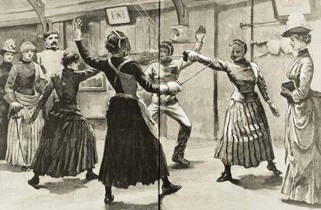 1891 UK Women's fencing class, New Zealand Graphic and Ladies' Journal