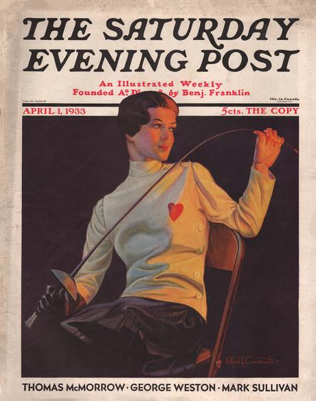 1933 April 1 Alfred J. Cammarata - Female Fencer, Saturday Evening Post Cover