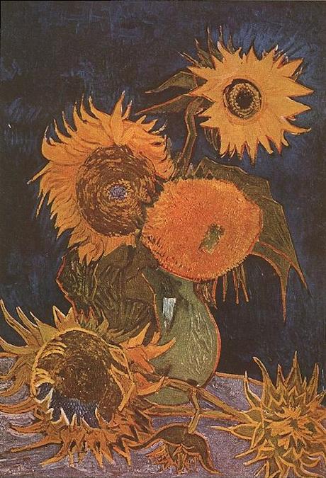 Van Gogh 1888a Vase avec cinq tournesols disparu en 1945 (F 459) 98 x 69