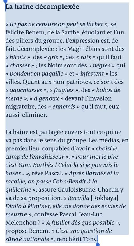 Le #patriotisme,  première marche d’une école de terrorisme raciste #TeamPatriotes