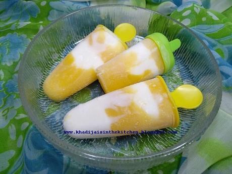 SUCETTES GLACÉES À LA MANGUE / MANGO POPSICLES / PALETAS HELADAS DE MANGO / مصاصات المانجو المجمدة