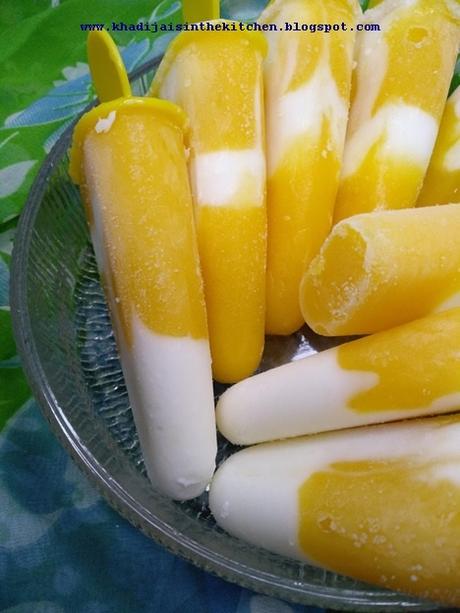 SUCETTES GLACÉES À LA MANGUE / MANGO POPSICLES / PALETAS HELADAS DE MANGO / مصاصات المانجو المجمدة