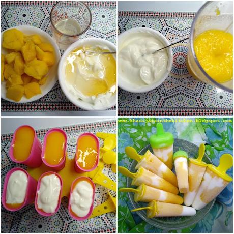 SUCETTES GLACÉES À LA MANGUE / MANGO POPSICLES / PALETAS HELADAS DE MANGO / مصاصات المانجو المجمدة