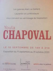 Galerie Alain Le Gaillard Laurentin et Le Minotaure  YOULA CHAPOVAL 11 Septembre au 31 Octobre 2020