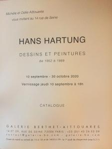 Galerie Berthet-Aittouares  HANS HARTUNG dessins et peintures 10/O9 au 30/10/2020