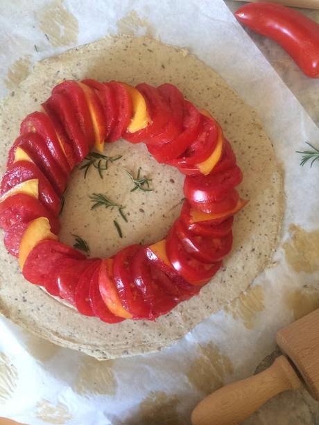 Cuillère et saladier : Tarte tomate-nectarine au romarin  vegan 