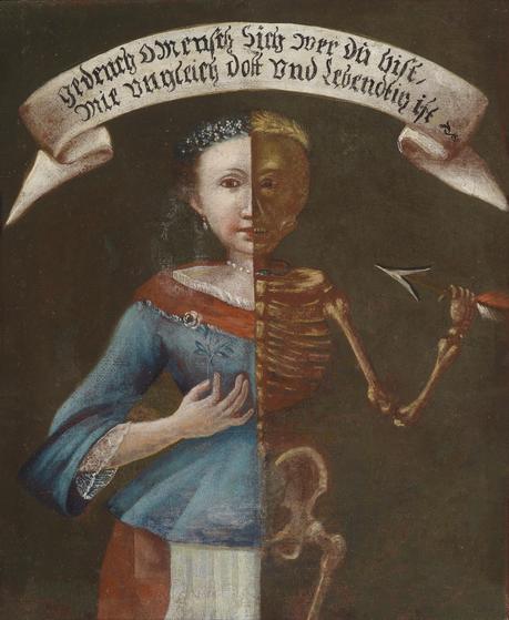 18. Jahrhundert Stadtischen Museum Rosenheim Gedenck O Mensch Sich wer Du bist Wie ungleich Dott und Lebendig ist, suddeutsch 46 x 38,2 cm