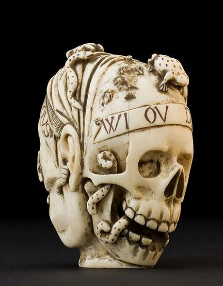 AINSI SERONS NOUS WI OU DEMAIN Ivory_model_of_a_skull_and_a_human_head,_France_Wellcome_L0057571