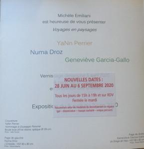 Galerie Michèle Emiliani à DIEULEFIT (Drôme) Septembre 2020 exposition YaNn Perrier et Numa Droz