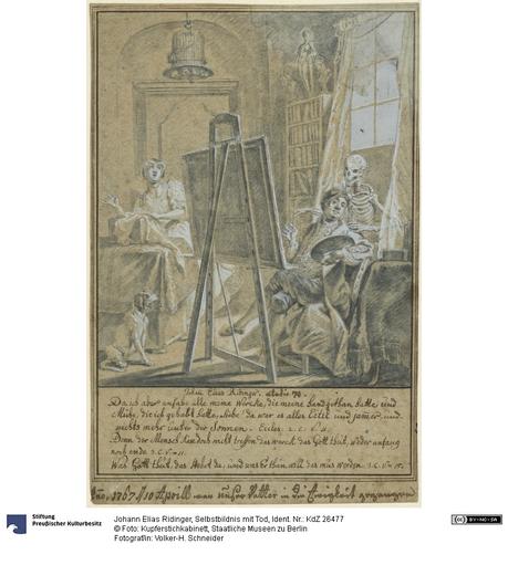 Johan Elias Ridinger 10 avril 1767 Selbstbildnis-mit-Tod-SMB-PK-Kupferstichkabinett