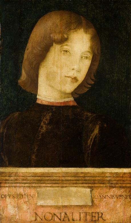 Bellini, Giovanni. Portrait d'un jeune homme, vers 1475-80. Birmingham, Barber Institute of Fine Arts recto