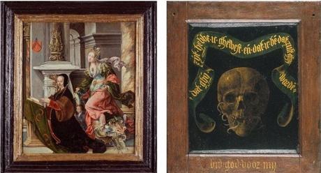 Diptych_with_Portrait_of_Margaret_Mettanye_with_her_paton_saint_and_Memento_Mori Lancelot Blondeel 1525 35 Groeningue Museum Bruges