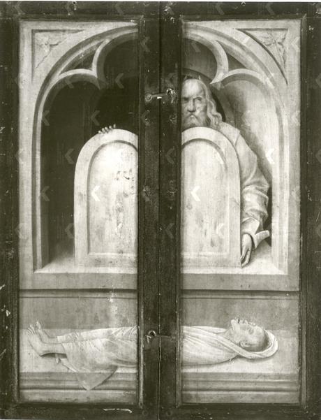 Triptyque avec St Jean Baptiste St Jerome et St Antoine ap 1496 Suermondt-Ludwig-Museum, Aachen reverse