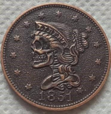 1851 Liberty Half cent Hobo nickel