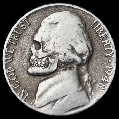 1948 Jefferson nickel 5 Cents skull