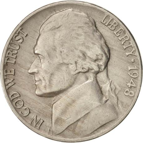 1948 Jefferson nickel 5 Cents 1948
