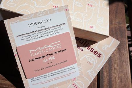 Birchbox septembre carte cadeau mac En coulisses avec Birchbox