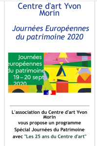 Centre d’Art Yvon Morin  Journées du Patrimoine 19/20 Septembre 2020