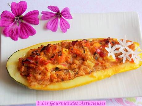 Courgette farcie à l'épeautre (Vegan)